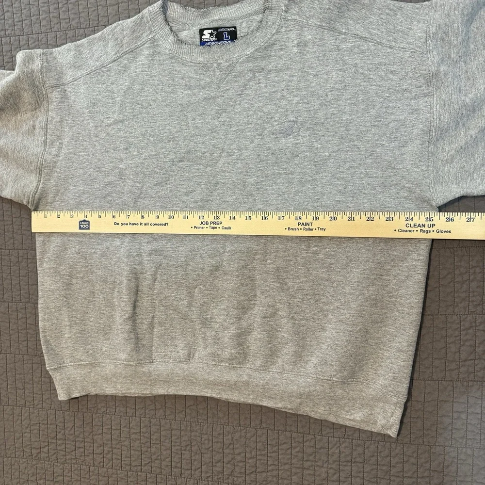 Vtg Y2K Starter Crewneck Sweatshirt Men‎ Large Gray Distressed Boxy Fit 90s